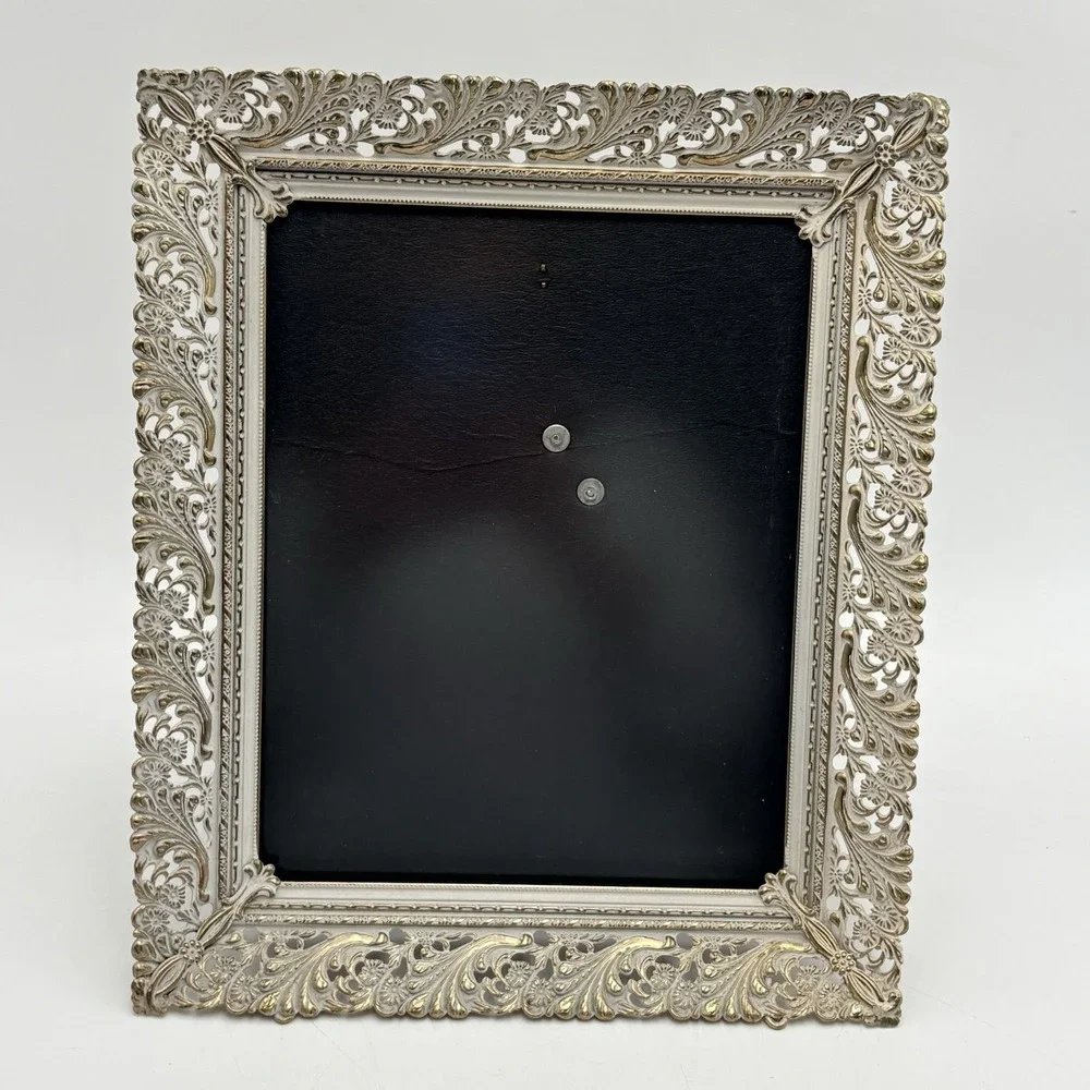 Vintage Ornate White‎ Gold 8x10 Picture Frame Florentine Style Regency Filigree